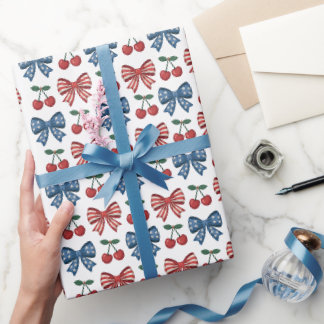 Papier Cadeau Vaches et cerises patriotiques Motif sans couture