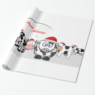 Papier Cadeau Vaches mignonnes à Noël bonnes fêtes