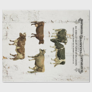 Papier Cadeau Vaches rustiques à style vintage de vache laitiè