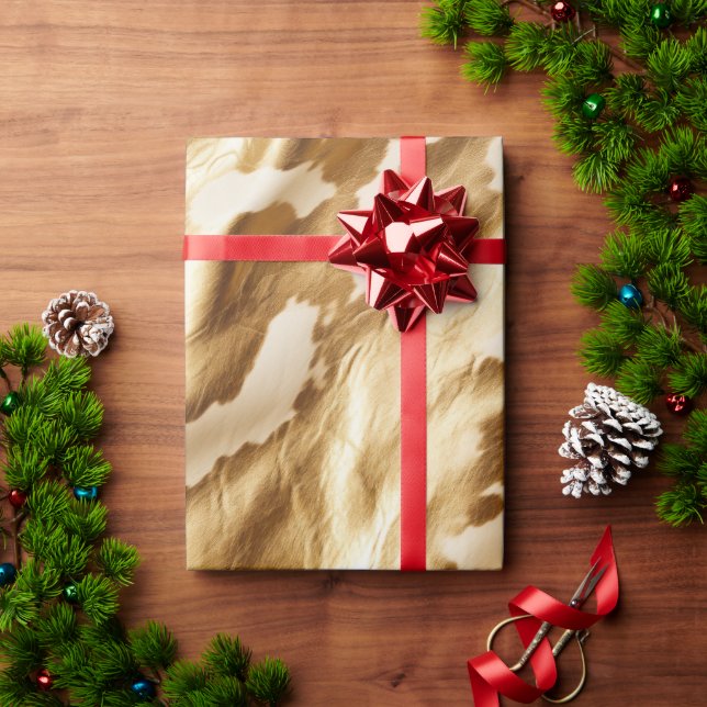 Papier Cadeau Vachette à crème dorée occidentale (Cadeau de vacances)