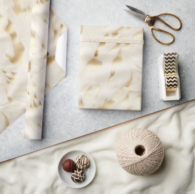 Papier Cadeau Vachette blanche en or à la crème occidentale (Artisanat)