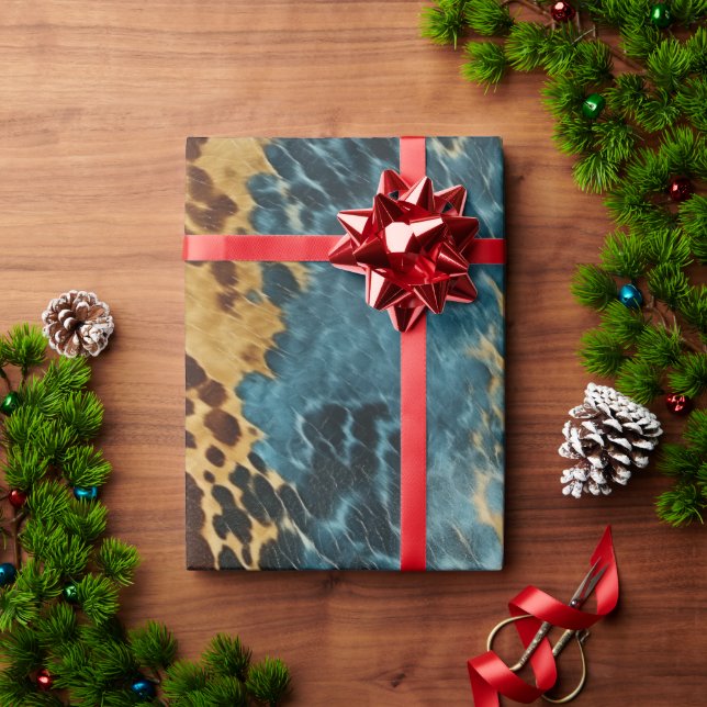 Papier Cadeau Vachette d'or bleu occidental (Cadeau de vacances)