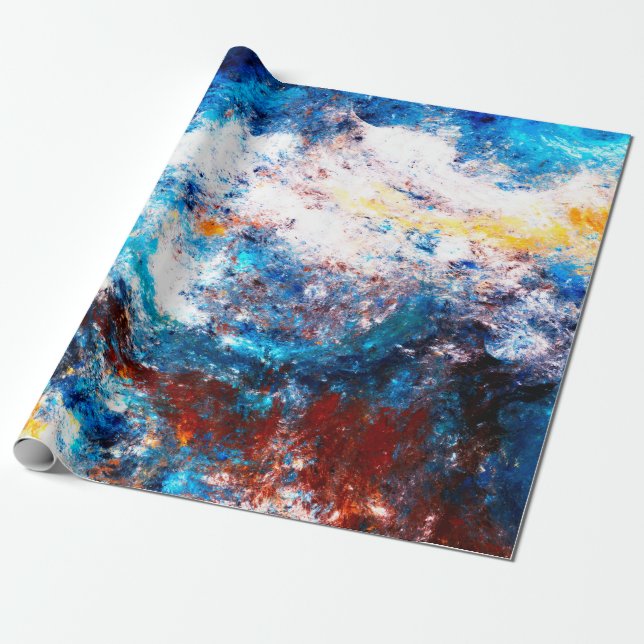 Papier Cadeau Vague bleue de la mer. Des éclaboussures artistiqu (Déroulé)