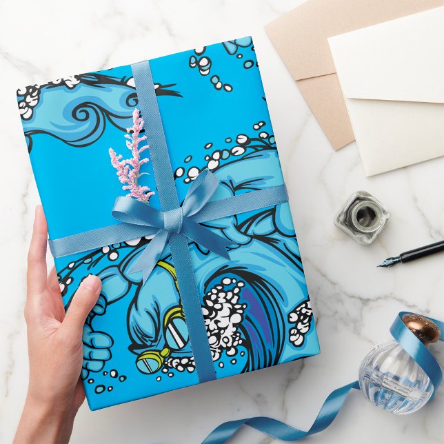 Papier Cadeau Vague de natation (Créateur téléchargé)