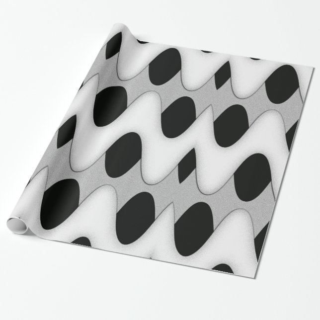 Papier Cadeau Vague noire et blanche (Déroulé)