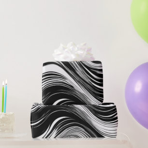 Papier Cadeau Vague noire et blanche Abstraite