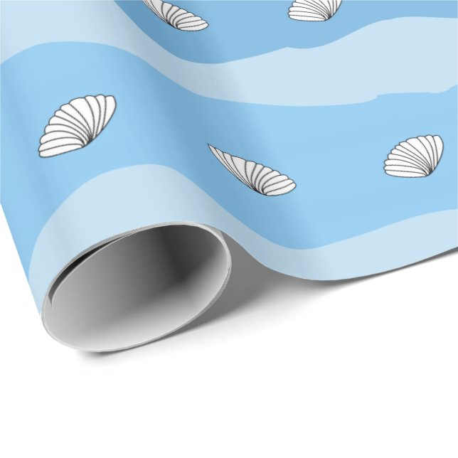 Papier Cadeau Vagues de bleu et enveloppe nautique faite sur (Coin rond)