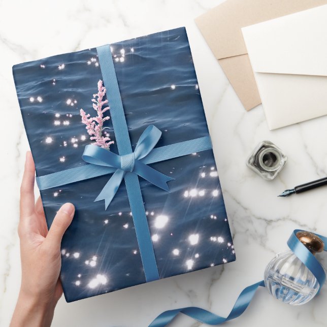 Papier Cadeau Vagues de la mer bleue profonde (Cadeaux)