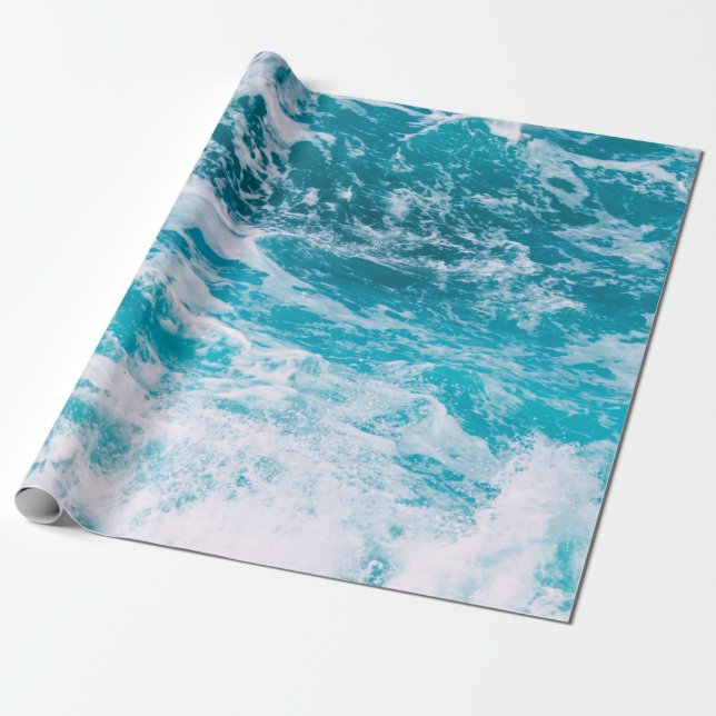 Papier Cadeau Vagues de l'océan bleu (Déroulé)