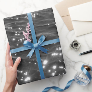 Papier Cadeau Vagues de l'océan marin à pic noir blanc