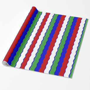Papier Cadeau Vagues de Noël rouges, blanches, bleues et vertes