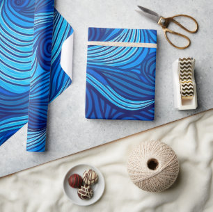Papier Cadeau Vagues d'eau bleu turquoise Abstraite  