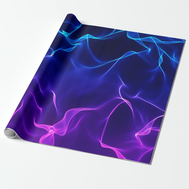 Papier Cadeau Vagues élégantes de résumé - bleu et pourpre (Déroulé)