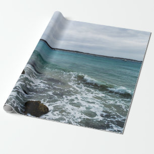 Papier Cadeau Vagues Et Bateaux De Pêche Sur L'Océan,