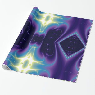 Papier Cadeau VAGUES ET ÉPAULES LUMIÈRES ABSTRAITES, bleu, viole