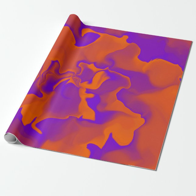 Papier Cadeau Vagues orange et violet (Déroulé)