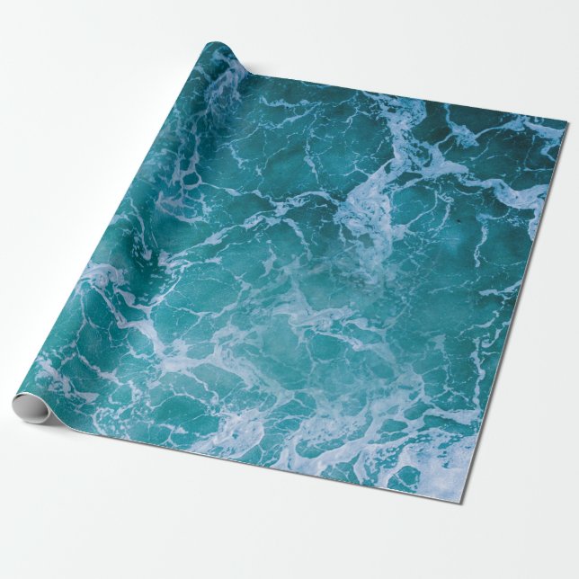 Papier Cadeau Vagues profondes de l'océan bleu (Déroulé)