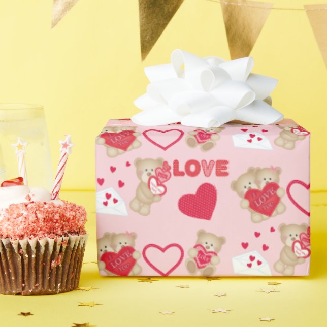 Papier Cadeau Valentine Bears 30 pouces x 6 pieds Wrapping Papie (Fête d'anniversaire)