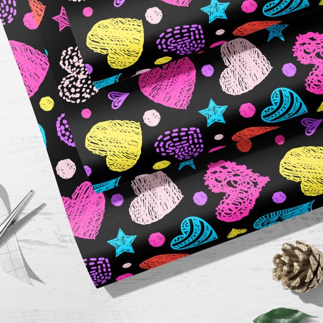 Papier Cadeau Valentine Chalk Hearts II | Valentine Gift Wrap (Créateur téléchargé)