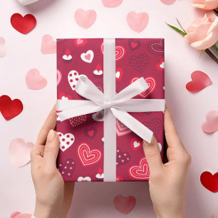 Papier Cadeau Valentine coeurs motif 2 papier d'emballage