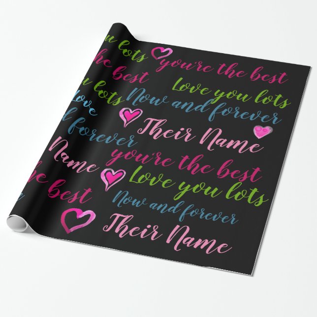 Papier Cadeau VALENTINE personnalisée - Mots d'amour TEXTE (Déroulé)