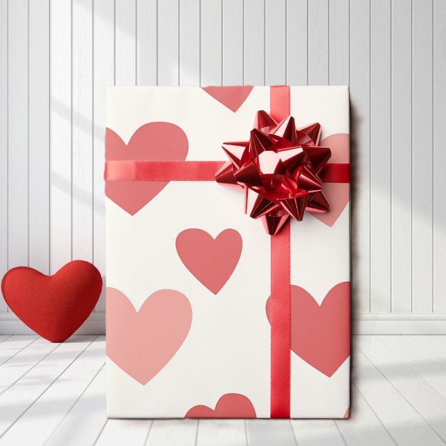 Papier Cadeau Valentine Red Heart Pattern Wrapping Paper (Créateur téléchargé)