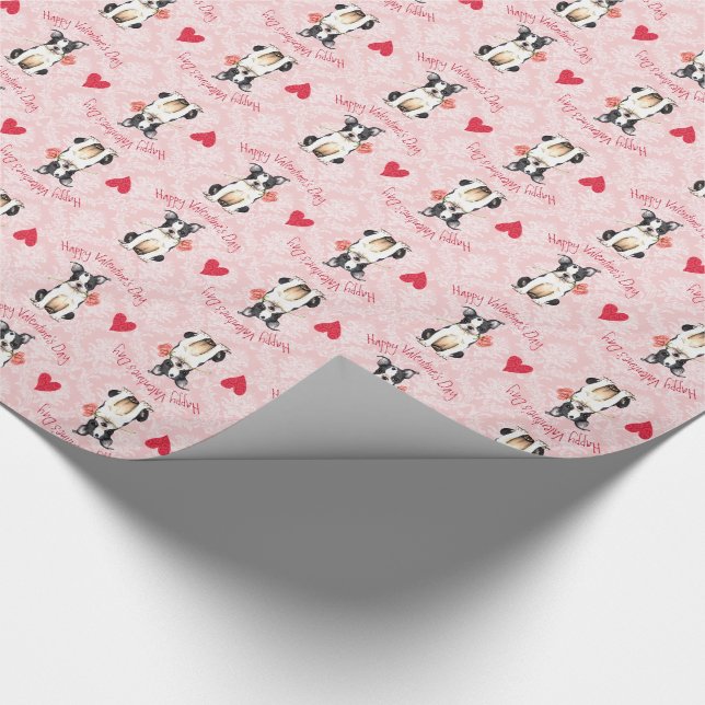 Papier Cadeau Valentine Rose Boston Terrier (Coin)