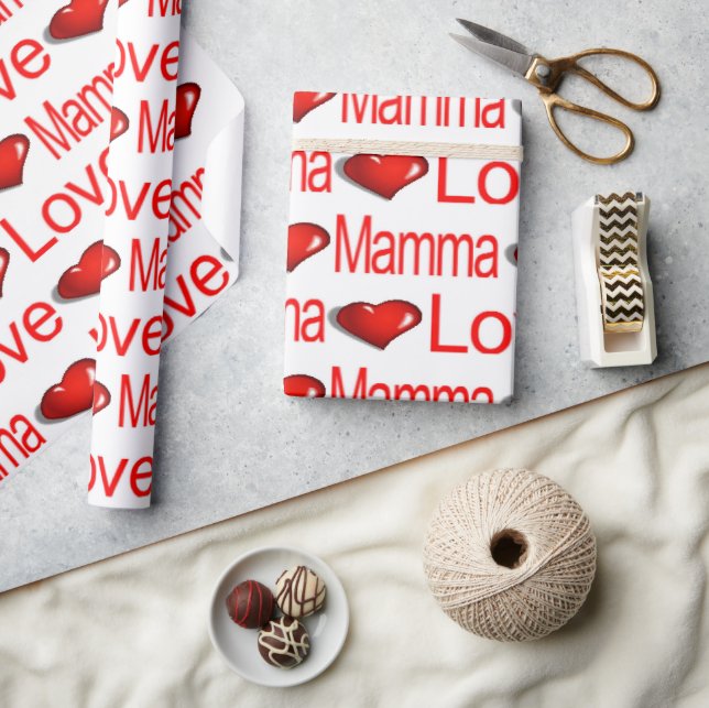 Papier Cadeau Valentine's Day Envelopper Papier Amour Mamma Coeu (Artisanat)