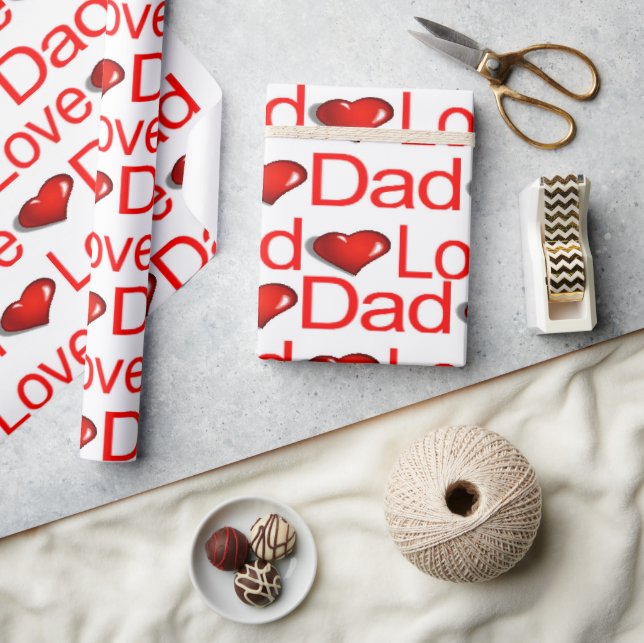 Papier Cadeau Valentine's Day Envelopper Papier Amour Papa Coeur (Artisanat)