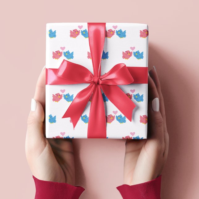 Papier Cadeau Valentine's Day Love Birds Pattern Wrapping Paper (Créateur téléchargé)