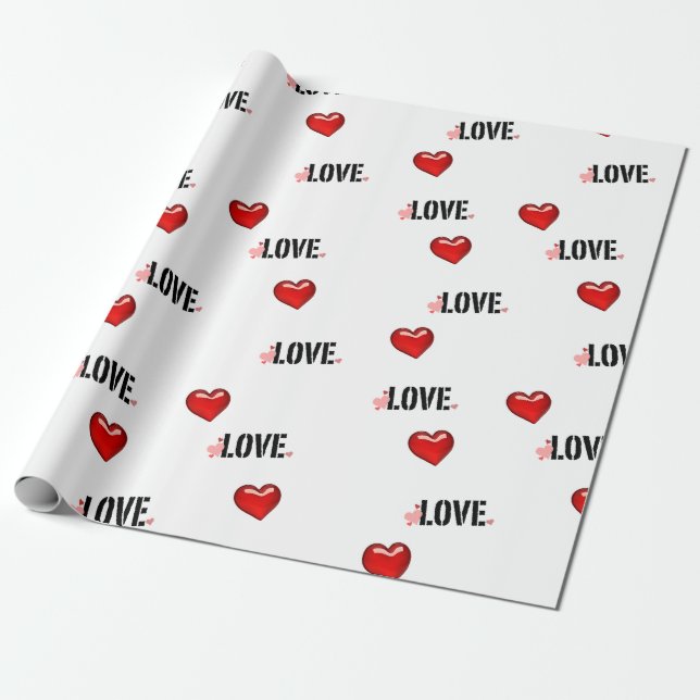 Papier Cadeau Valentine's day Wrapping Paper Roll (Déroulé)
