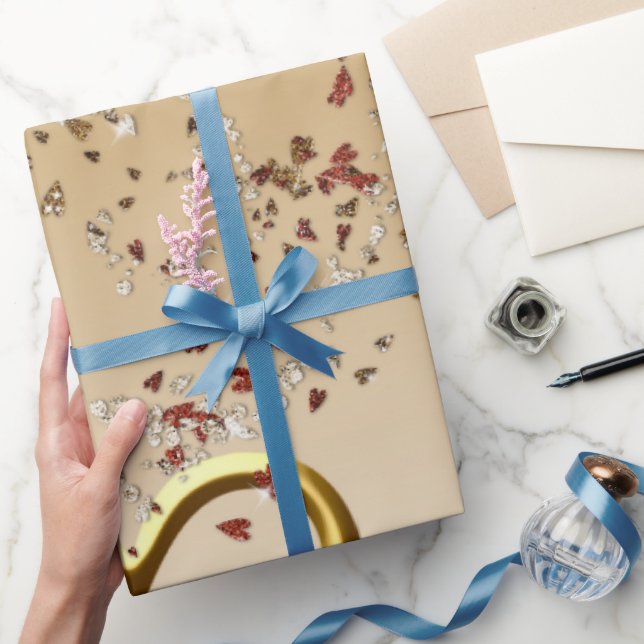 Papier Cadeau Valentine's Day Wrapping Papier Gold Heart (Cadeaux)