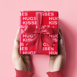 Papier Cadeau Valentines Fancy Red & Rose Hugs & Kisses