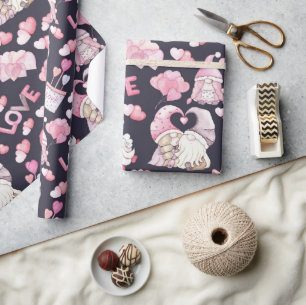 Papier Cadeau Valentines Gnomes Dans Le Papier Enveloppant Amour
