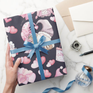 Papier Cadeau Valentines Gnomes In Love Wrapping Paper