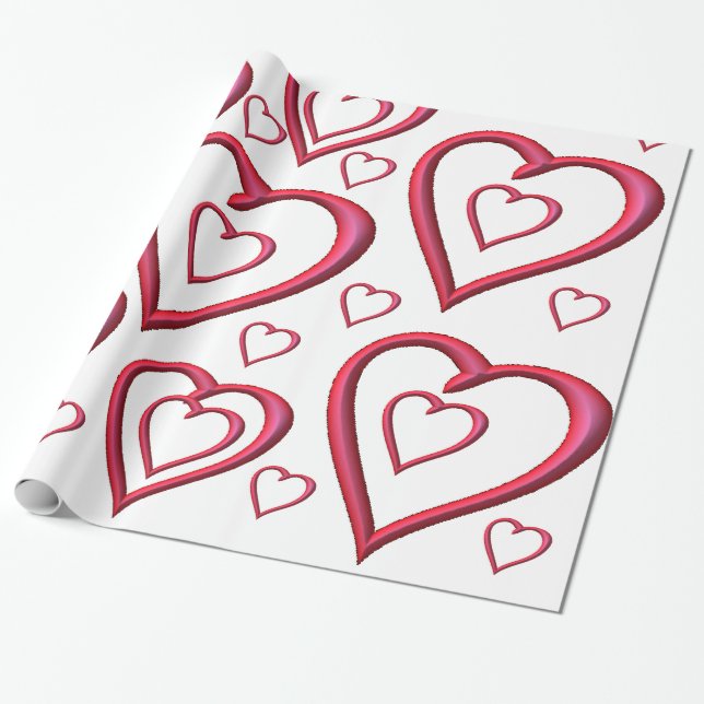 Papier Cadeau valentines jour amour rose cadeau emballage papier (Déroulé)