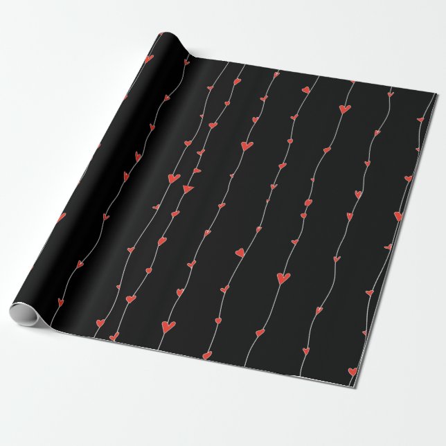 Papier Cadeau Valentines motif de coeur de jour (Déroulé)