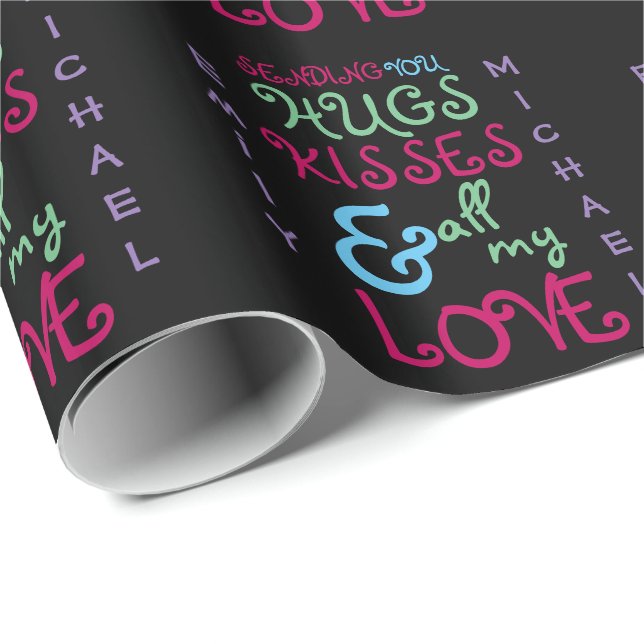 Papier Cadeau Valentines personnalisées Modern Funky TEXTE 2 (Coin rond)