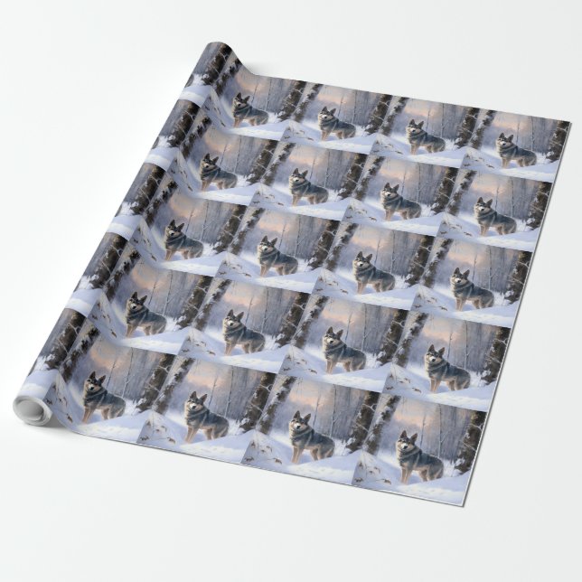 Papier Cadeau Vallhund suédois Laisser neiger Noël (Déroulé)