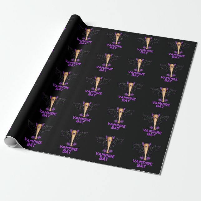 Papier Cadeau Vampire Bat Funny Baseball Pun Dark BG (Déroulé)