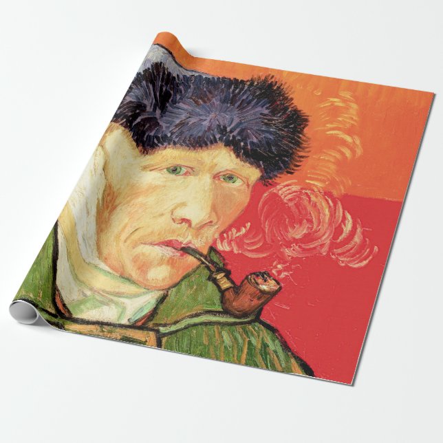 Papier Cadeau Van Gogh - Autoportrait avec oreille et tuyau en b (Déroulé)