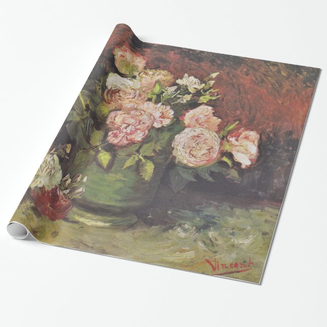 Papier Cadeau Van Gogh Peonies et Roses Floral Art GalleryHD (Déroulé)