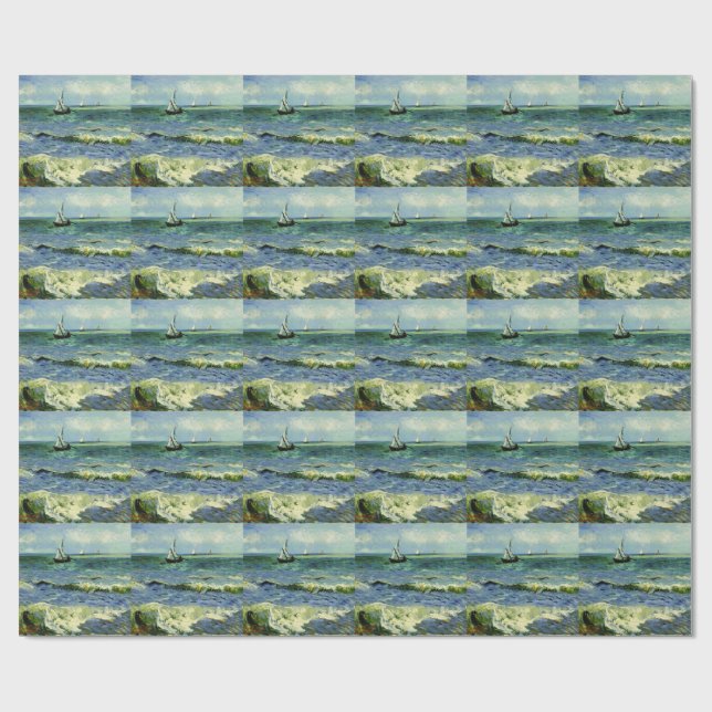 Papier Cadeau Van Gogh - Un bateau de pêche en mer, (Plat)