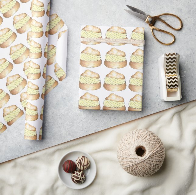 Papier Cadeau Vanilla Crem Puff Dessert Français Choux Bun (Artisanat)