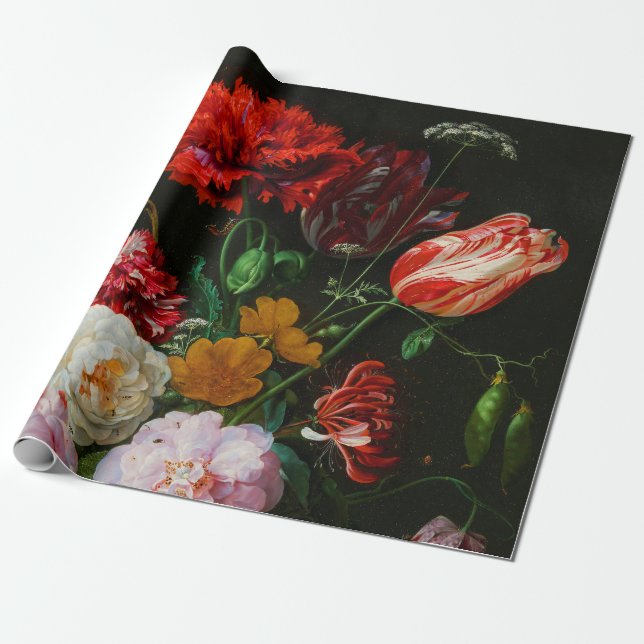 Papier Cadeau Vase de verre avec des fleurs (Déroulé)
