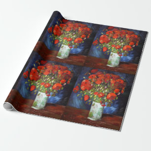 Papier Cadeau Vase de Vincent Van Gogh avec Coquelicots Rouges B
