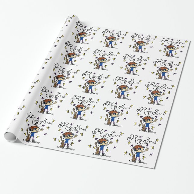 Papier Cadeau Vedette du rock rousse de garçon (Déroulé)