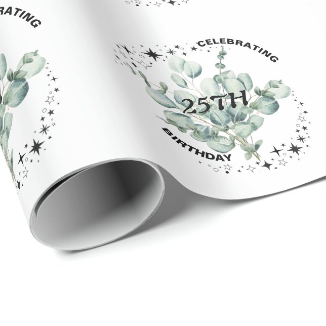 Papier Cadeau Végétation Floral Sky Star Anniversaire Célébratio (Coin rond)