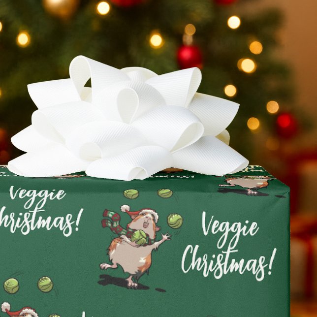 Papier Cadeau Veggie Christmas! Cute Guinea Pig Juggling Sprouts (Créateur téléchargé)