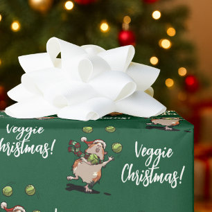 Papier Cadeau Veggie Noël ! Adorable cochon d'Inde jonglant avec